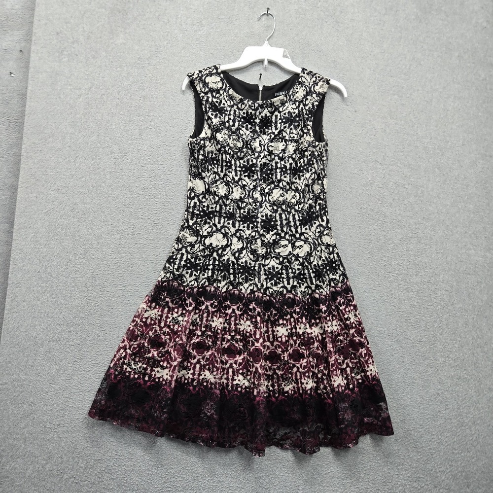 Iz Byer Los Angeles Women Dress PETITE 2 Black Floral Fit & Flare Lace Lined
